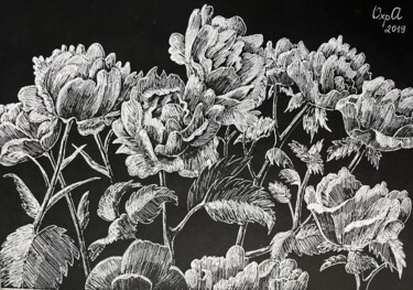 Drawing titled "ROSES - small drawi…" by Alona Vakhmistrova, Original Artwork, Gel pen