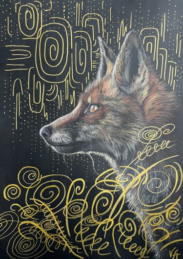 Dessin intitulée "FOX IN THE GRASS (C…" par Alona Vakhmistrova, Œuvre d'art originale, Pastel
