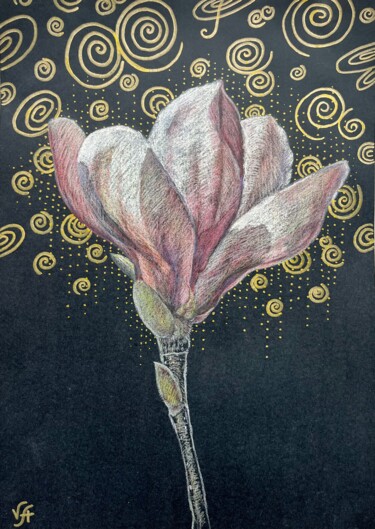 Drawing titled "MAGNOLIA FLOWER - f…" by Alona Vakhmistrova, Original Artwork, Pastel