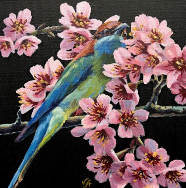 Painting titled "SPRING BIRD - small…" by Alona Vakhmistrova, Original Artwork, Acrylic