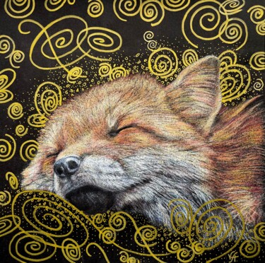 Drawing titled "SWEET DREAM FOX - a…" by Alona Vakhmistrova, Original Artwork, Pastel