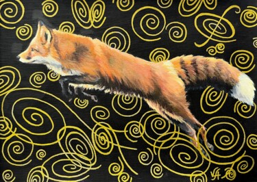 Pintura titulada "FOX FLIGHT - small…" por Alona Vakhmistrova, Obra de arte original, Acrílico
