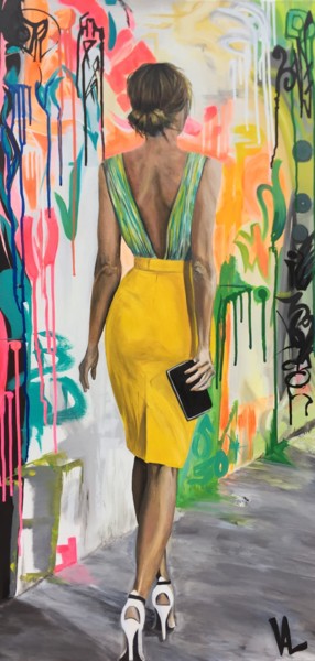 Peinture intitulée "La femme à la jupe…" par Val Escoubet, Œuvre d'art originale, Acrylique