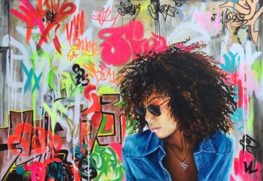 Malarstwo zatytułowany „Graffitis on the wa…” autorstwa Val Escoubet, Oryginalna praca, Akryl