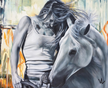 Malarstwo zatytułowany „The winning horse” autorstwa Val Escoubet, Oryginalna praca, Olej