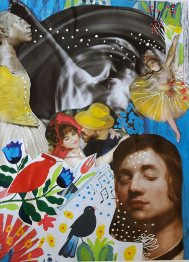 Collages intitulée "rêve 3" par Valerie Nunes, Œuvre d'art originale, Collages Monté sur Carton
