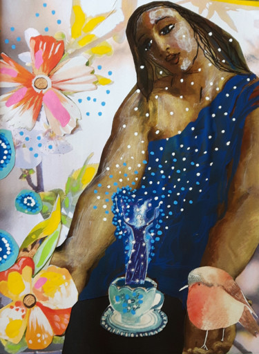 Collages intitulée "rêve 4" par Valerie Nunes, Œuvre d'art originale, Collages Monté sur Carton