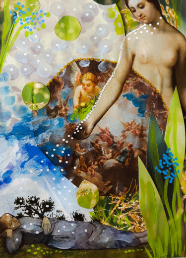 Collages intitulée "rêve 5" par Valerie Nunes, Œuvre d'art originale, Collages Monté sur Carton