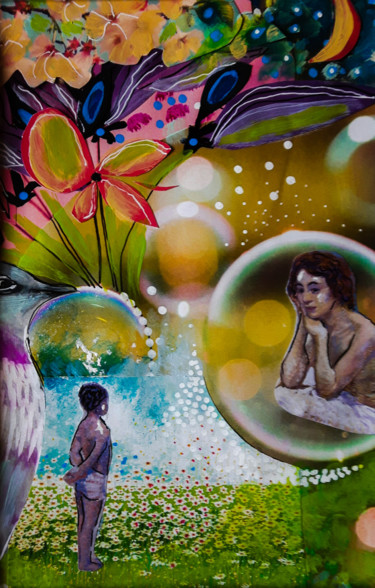 Collages intitulée "rêve 8" par Valerie Nunes, Œuvre d'art originale, Collages Monté sur Carton