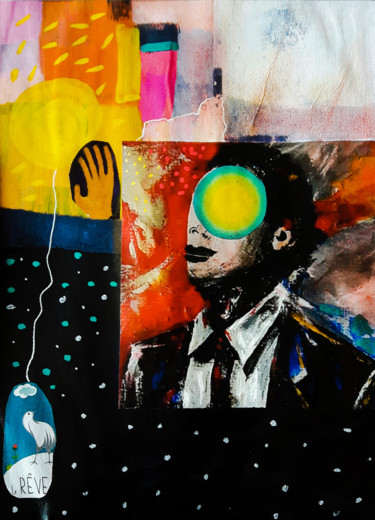 Collages intitulée "rêve 10" par Valerie Nunes, Œuvre d'art originale, Collages Monté sur Carton