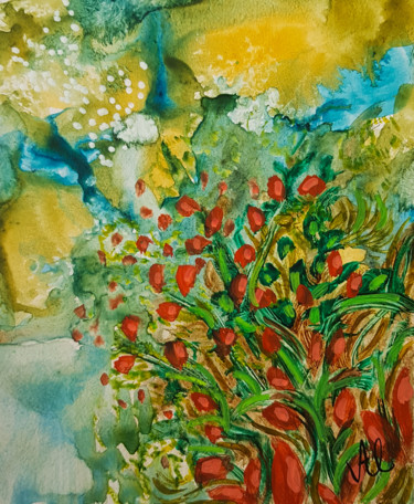 Painting titled "Pour Lisiane M" by Valerie Nunes, Original Artwork, Watercolor