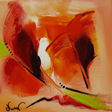 Peinture intitulée "A la plume" par Valerie Nunes, Œuvre d'art originale, Huile