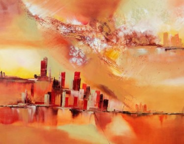 Peinture intitulée "Langage du ciel" par Valerie Nunes, Œuvre d'art originale, Huile