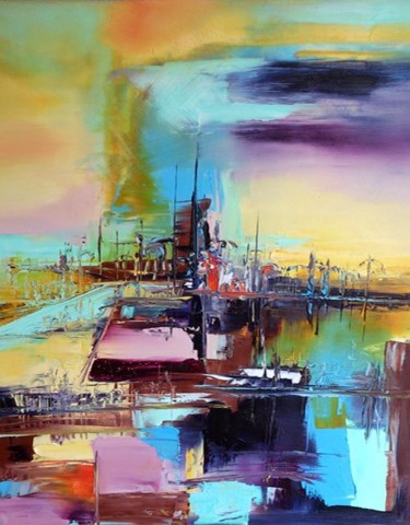 Peinture intitulée "Color city" par Valerie Nunes, Œuvre d'art originale, Huile