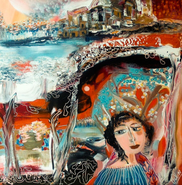 Peinture intitulée "Pensées Romantiques" par Valerie Nunes, Œuvre d'art originale, Acrylique