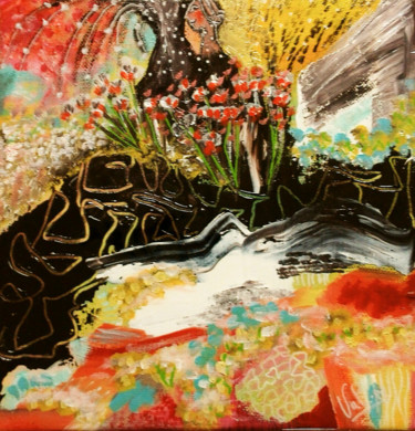 Peinture intitulée "Jardin du bonheur" par Valerie Nunes, Œuvre d'art originale