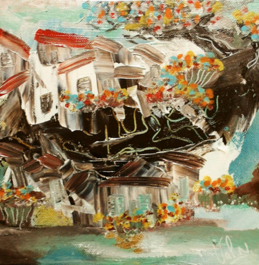 Peinture intitulée "Reve de village" par Valerie Nunes, Œuvre d'art originale