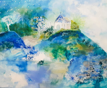 Peinture intitulée "La chapelle bleue" par Valerie Nunes, Œuvre d'art originale, Acrylique