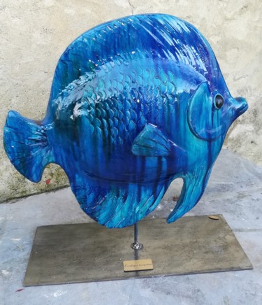 Escultura titulada ""L'EXOTIQUE TURQUOI…" por Valerie Perron, Obra de arte original, Cerámica