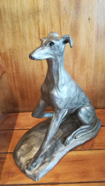 Sculpture titled "LE WHIPPET - Sculpt…" by Valerie Perron, Original Artwork, Ceramics