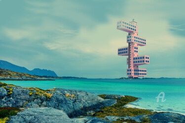 Цифровое искусство под названием "Seascape view with…" - Val Thoermer, Подлинное произведение искусства, 3D моделирование