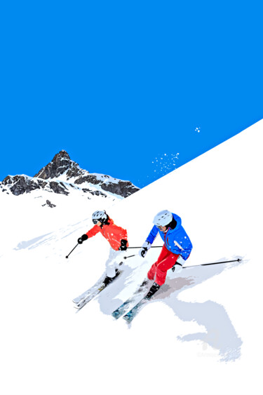 Digital Arts titled "Ski driver" by Val Thoermer, Original Artwork, 2D Digital Work