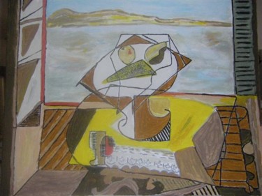 Schilderij getiteld "Fenêtre sur l'horiz…" door Valbrun, Origineel Kunstwerk, Acryl