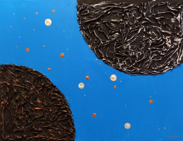 Collages titled "Two planets" by Valdas Nariunas, Original Artwork, Acrylic Mounted on Metal