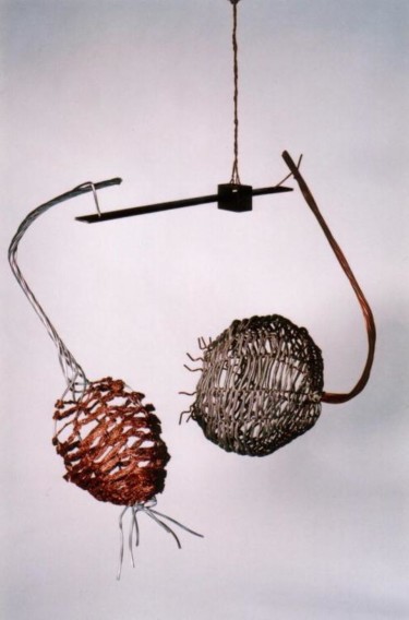 Sculpture titled "Tournidfleur" by Entournilleuse, Original Artwork, Metals