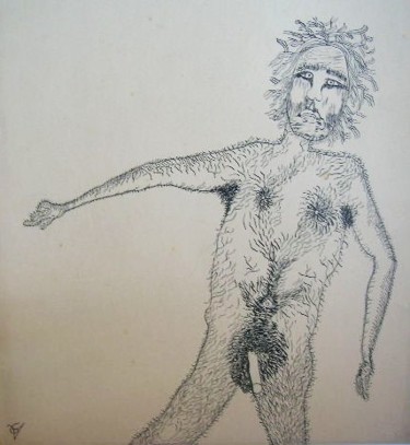 Disegno intitolato "Homo Habilis" da Gilvillelas, Opera d'arte originale