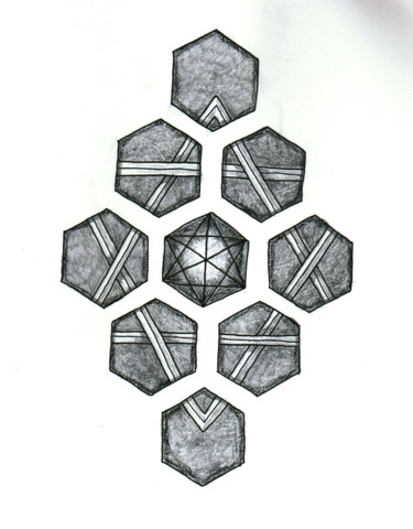 Dessin intitulée "Geometrique" par Valentine Fasquel, Œuvre d'art originale