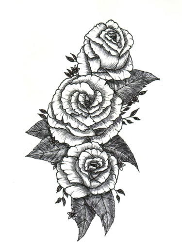Drawing titled "Roses" by Valentine Fasquel, Original Artwork