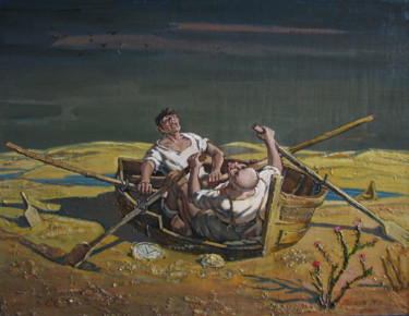 Painting titled "Гребцы" by Valentin Belykh, Original Artwork, Oil