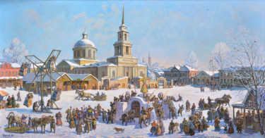 Schilderij getiteld "Масленица. Воткинск…" door Valentin Belykh, Origineel Kunstwerk, Olie