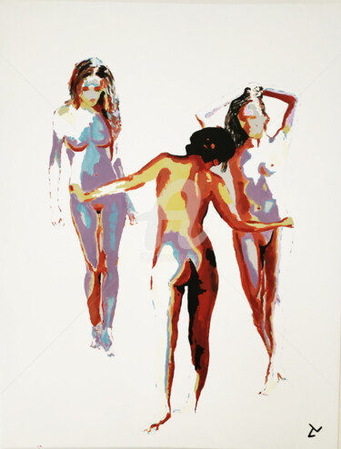 Peinture intitulée "Les trois grâces" par Valentin Charbonnier, Œuvre d'art originale, Acrylique