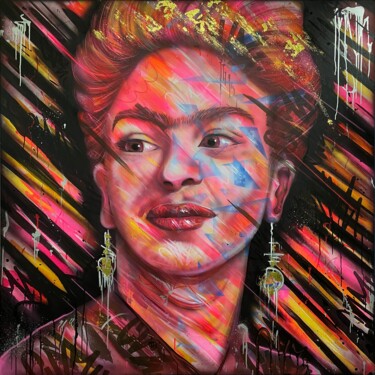 Painting titled "FRIDA // 150 x 150…" by Valentin Chevauché (CVZ), Original Artwork, Acrylic Mounted on Wood Stretcher frame