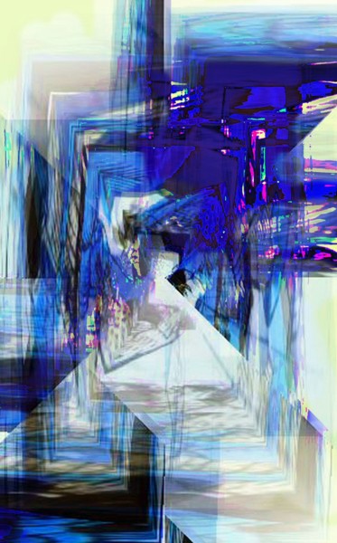 Arte digitale intitolato "Pyramid blu" da Valentin P. Elly, Opera d'arte originale, Lavoro digitale 2D