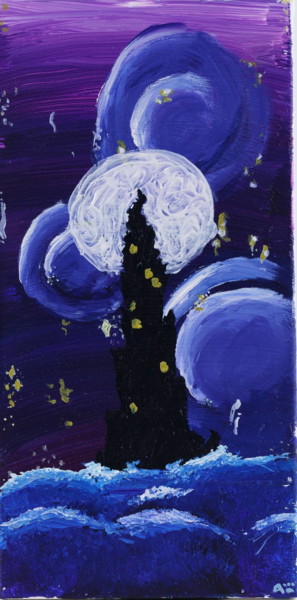 Картина под названием "Ночь" - Валентин Іванов, Подлинное произведение искусства, Акрил Установлен на Деревянная рама для но…