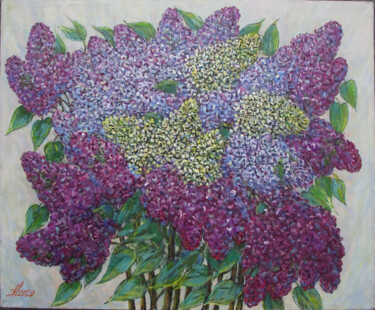 Картина под названием "Сирень.lilac" - Валентин Негреско, Подлинное произведение искусства, Масло