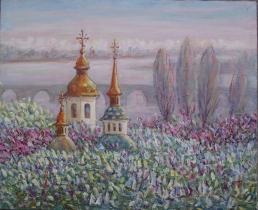 绘画 标题为“Монастырь Выдубичи.” 由Валентин Негреско, 原创艺术品, 油