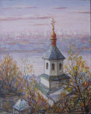 Painting titled "Колокольня в Лавре." by Valentin Negresko, Original Artwork, Oil
