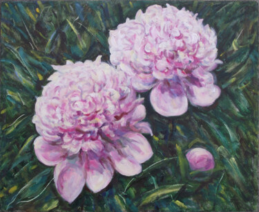 Peinture intitulée "Пионы розовые." par Valentin Negresko, Œuvre d'art originale, Huile