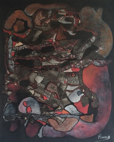 Malerei mit dem Titel "Structure" von Valentin Rionceny, Original-Kunstwerk, Kugelschreiber