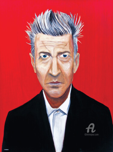 Peinture intitulée "David Lynch" par Valentin Sannier, Œuvre d'art originale, Acrylique