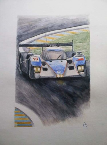 Painting titled "voiture Peugeot cir…" by Valentin Tant, Original Artwork, Watercolor