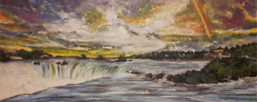 Painting titled "Chutes du Niagara" by Valentin Tant, Original Artwork, Oil