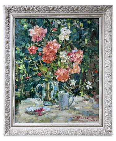 Pintura intitulada "Rose in the Sun" por Valentin Tishetsky, Obras de arte originais, Óleo