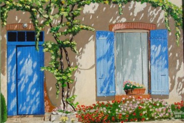 Painting titled "La maison aux volet…" by Bernard Valentin, Original Artwork