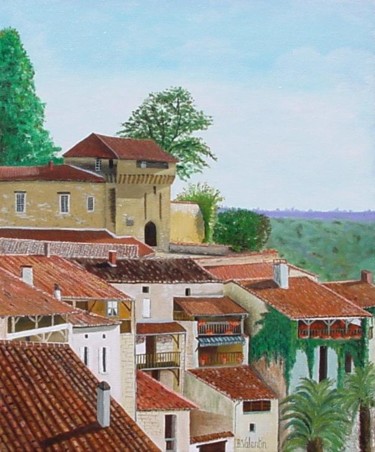 Peinture intitulée "Aubeterre sur Dronne" par Bernard Valentin, Œuvre d'art originale