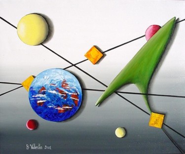 Painting titled "Planètes" by Bernard Valentin, Original Artwork